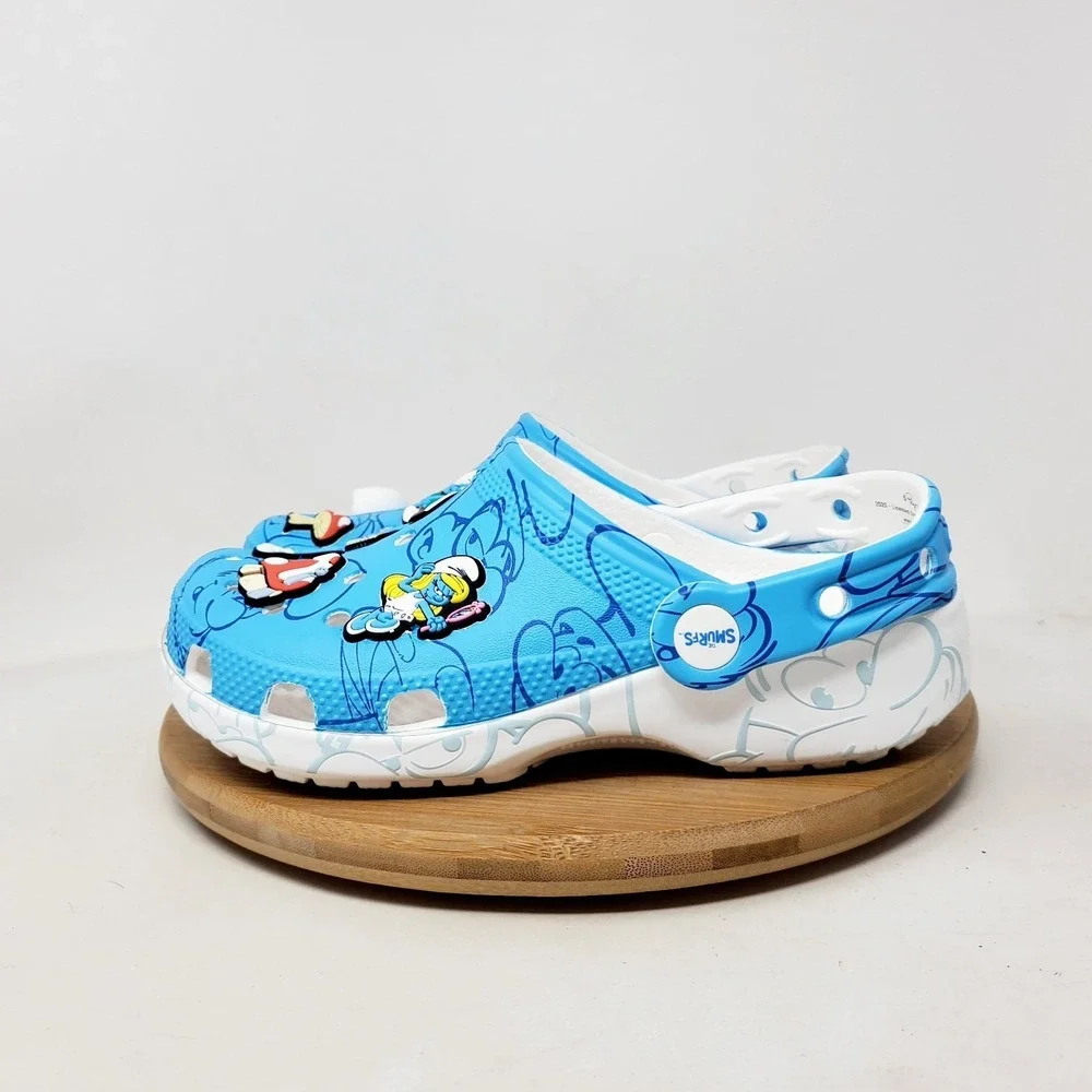Crocs Smurfs Sandals Kids 2 Blue‎ Classic Clog Casual Boys Girls Shoes